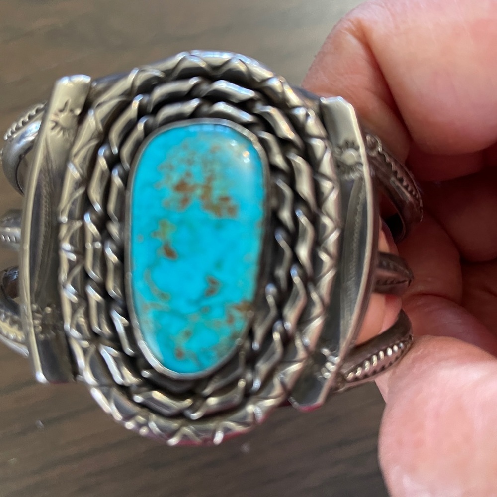 Old Chinese silver and turquoise bracelet